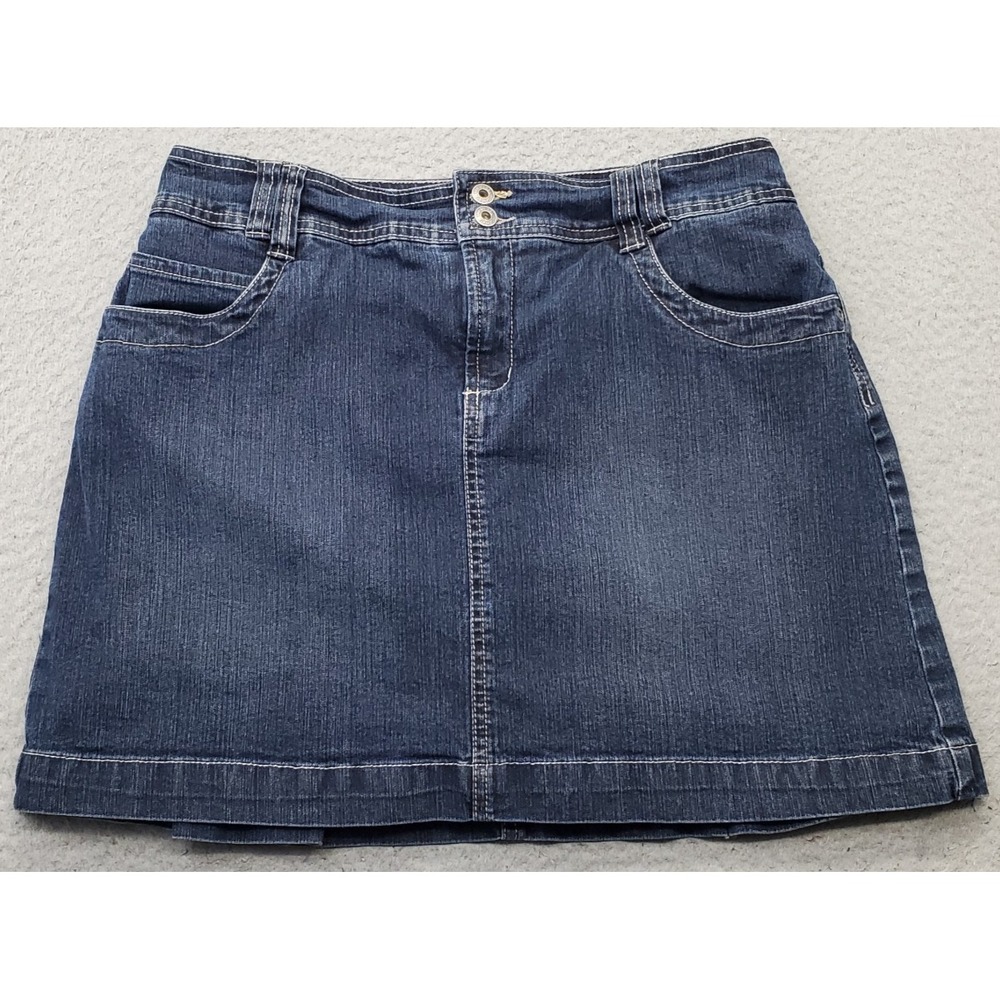 Gloria Vanderbilt Jean Skirt Womens 8 Blue Denim Medium Wash Stretch 5 Pocket